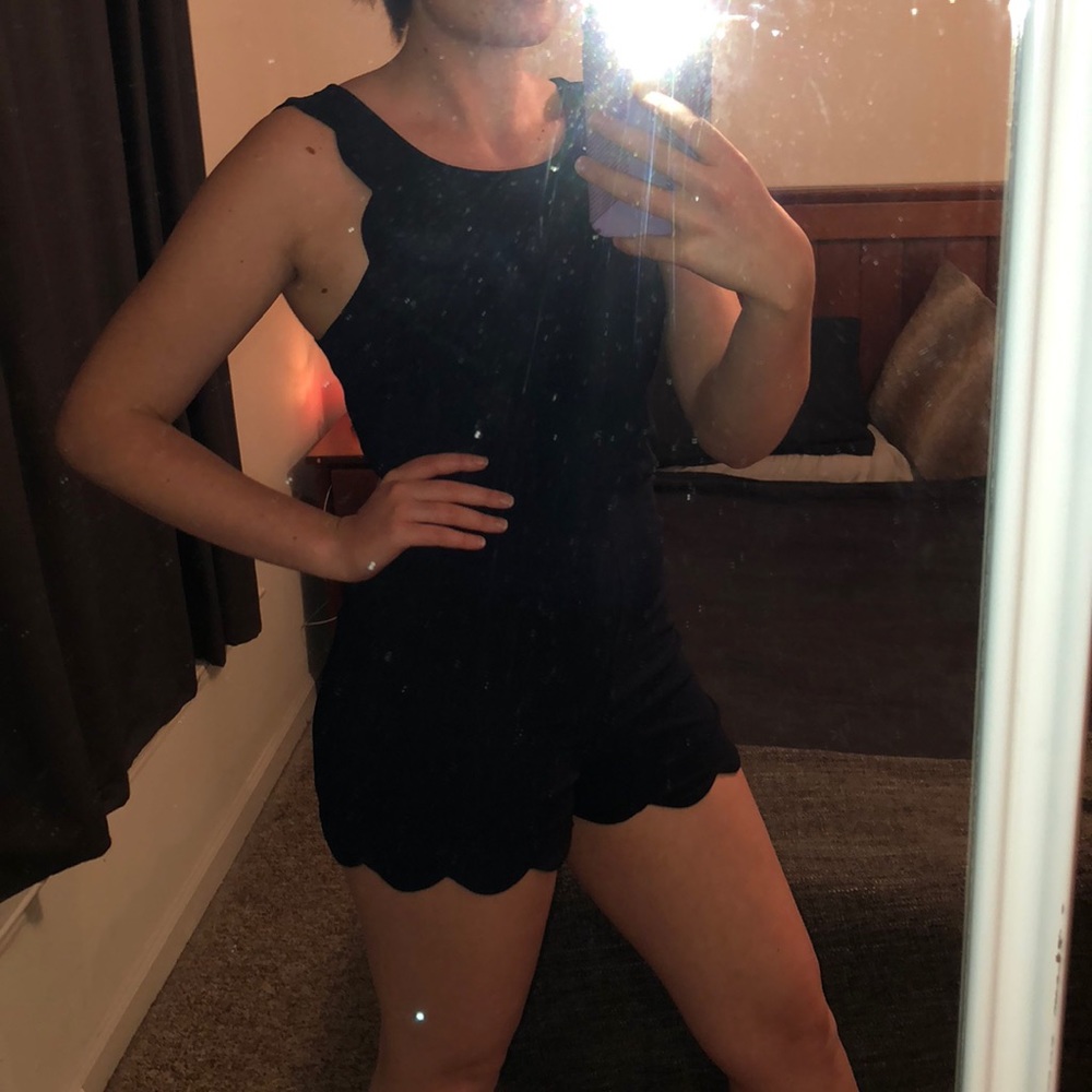 Blue Scalloped Romper